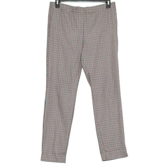 J Jill Womens Pants Pull On Elastic Waist Pockets Tan Red Blue Size 12 IP - Picture 1 of 5